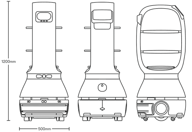 配膳ロボット PEANUT T1 仕様図