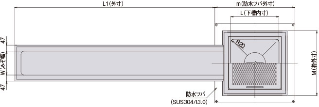 天吊セパレート型（W型側溝導入タイプ）の図